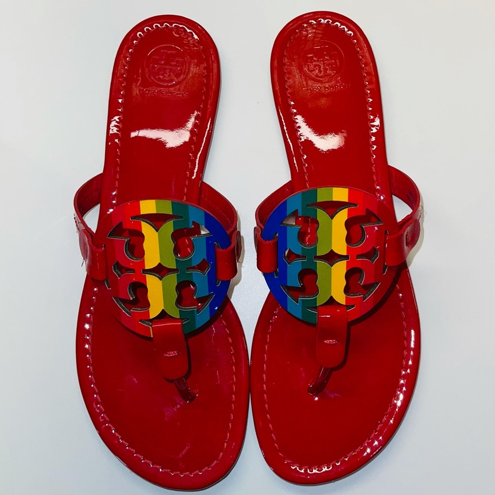 Tory Burch Miller Sandal/ Bright Rainbow/Ruby Red